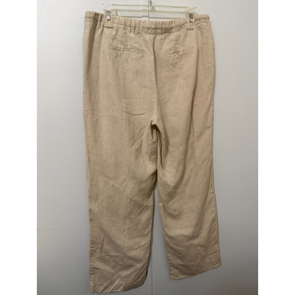 Charter Club Luxury Linen Pants Women M Beige Coastal Preppy Old Money Vacation - Picture 4 of 9